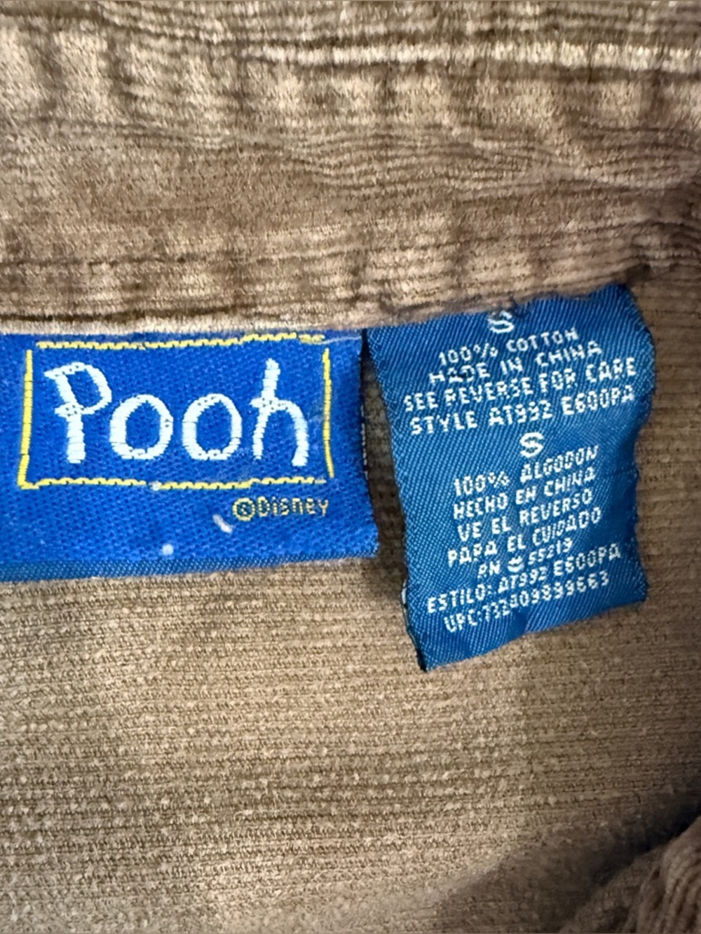 Winnie the Pooh Women’s SM Corduroy Long Sleeve Embroidered Button Down - Picture 5 of 6